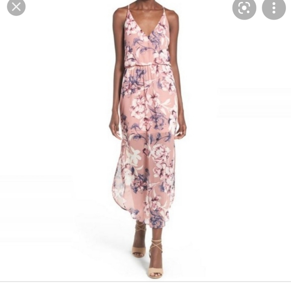 NEW- LUSH Blue Floral Surplice Maxi Dress - Picture 6 of 6